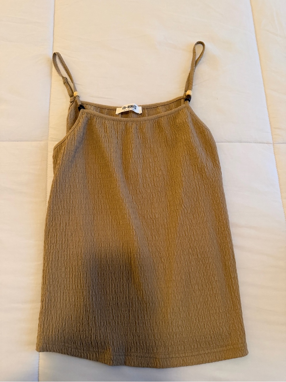 4th & Reckless Two-Piece Textured Tank & Wide-Leg Set in Tan - Picture 2 of 6